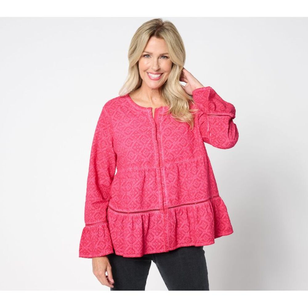Gloria Vanderbilt Women's Jacket Sz XL Scoop Neck Swing Bed Pink A659298